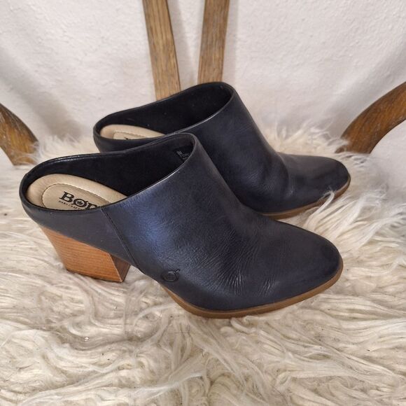 Born Todd Heeled Mules Black With Chunky Heel 8 - Picture 3 of 7